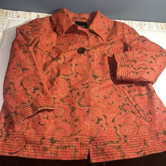 Talbots Woman Rust and Brown Paisley Swing Coat Jacket Ladies XL - Picture 1 of 7